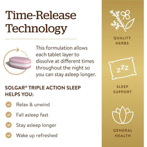 Solgar Triple Action Sleep - 90 Tri - Layer Tablets 90 Servings - Suppviv