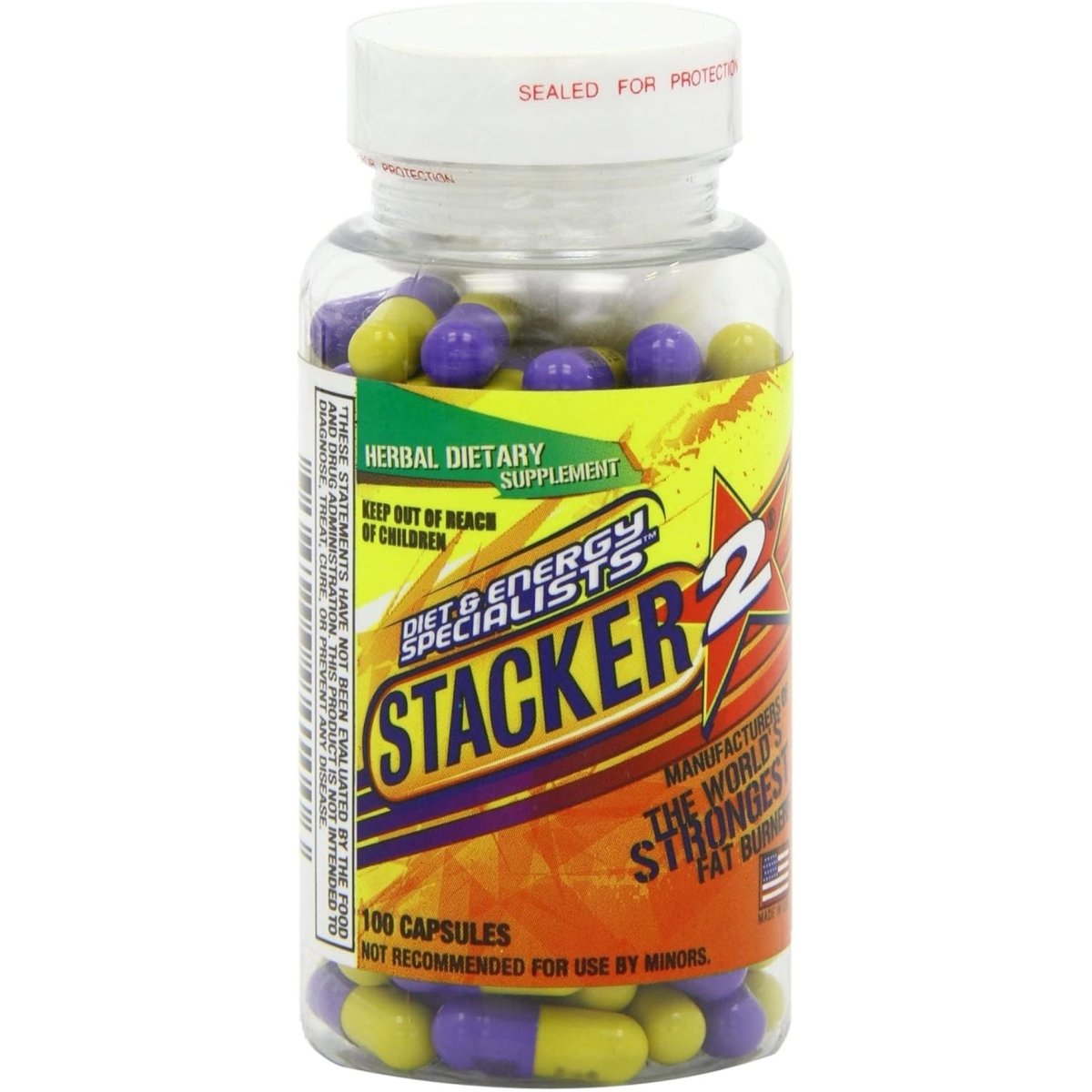 Stacker 2 Fat Burner Capsules, Ephedra Free, 100 - Count Bottle - Suppviv