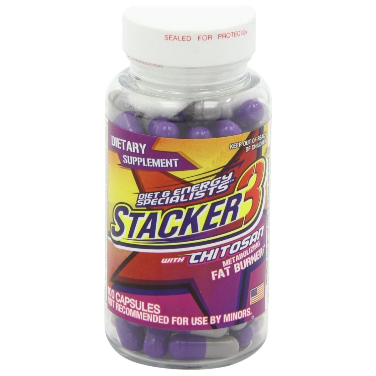 Stacker 3 Metabolizing Fat Burner with Chitosan, Capsules, 100Count Bottle - Suppviv