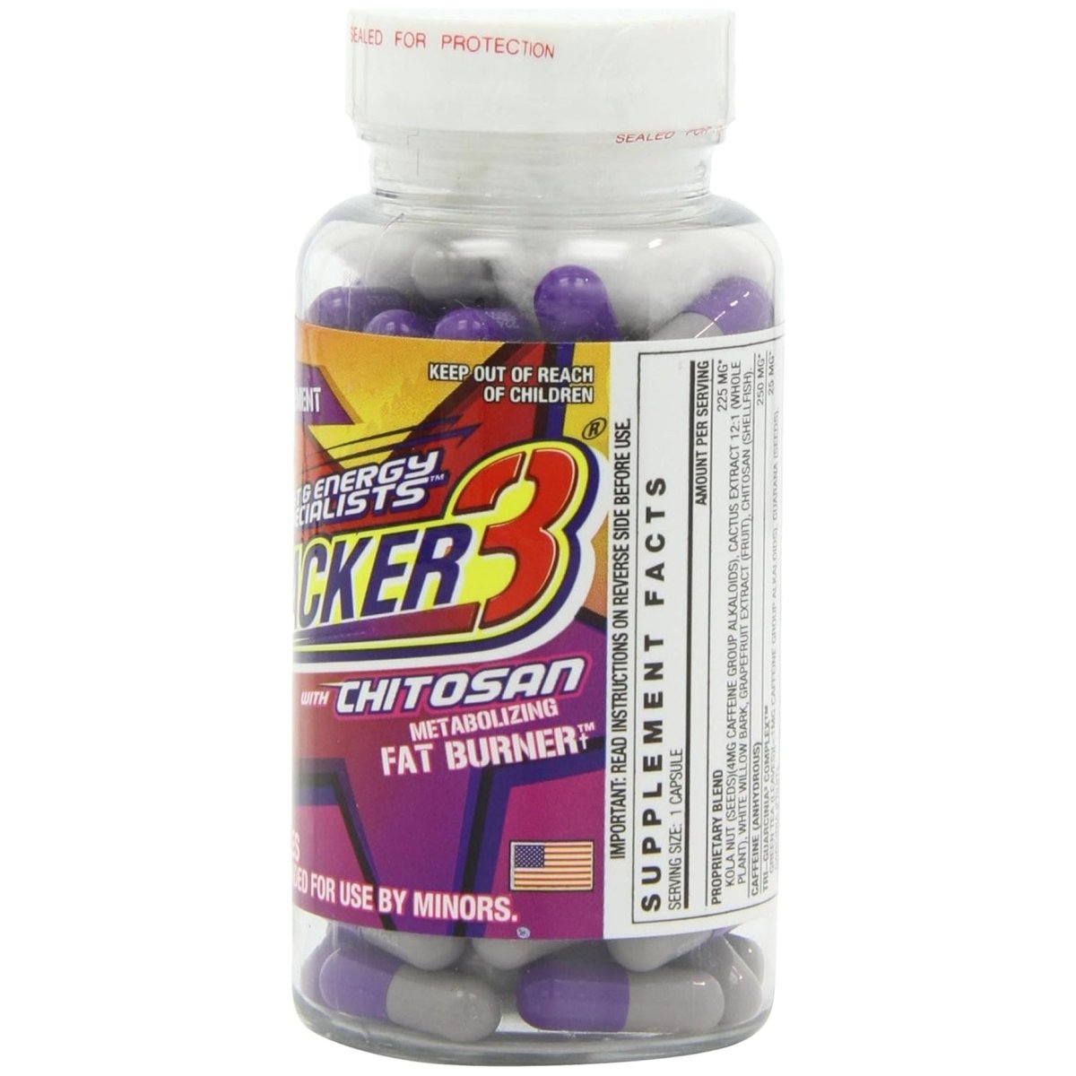 Stacker 3 Metabolizing Fat Burner with Chitosan, Capsules, 100Count Bottle - Suppviv