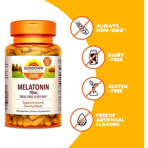 Sundown Melatonin 10 Mg - 90 Capsules - Suppviv