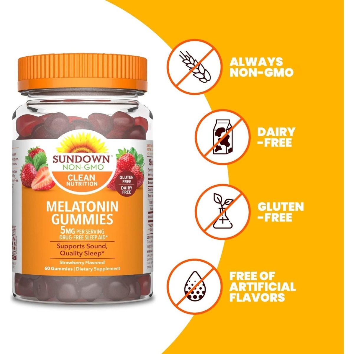 Sundown Melatonin 5Mg Gummies for Sleep Support 60 Count - Suppviv