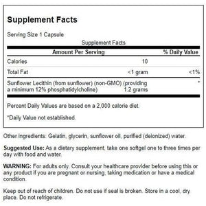 Swanson Sunflower Lecithin - Herbal Supplement Promoting Healthy Brain Function (90 Softgels, 1200Mg) - Suppviv