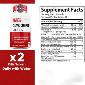 Sweet Relief Glycogen Support Blood Flow Support (Improved Formula) 90 CAPSULES - Suppviv