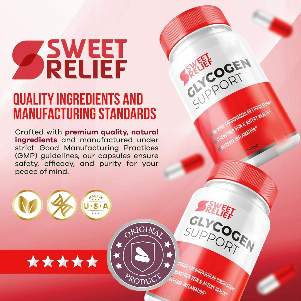 Sweet Relief Glycogen Support Blood Flow Support (Improved Formula) 90 CAPSULES - Suppviv