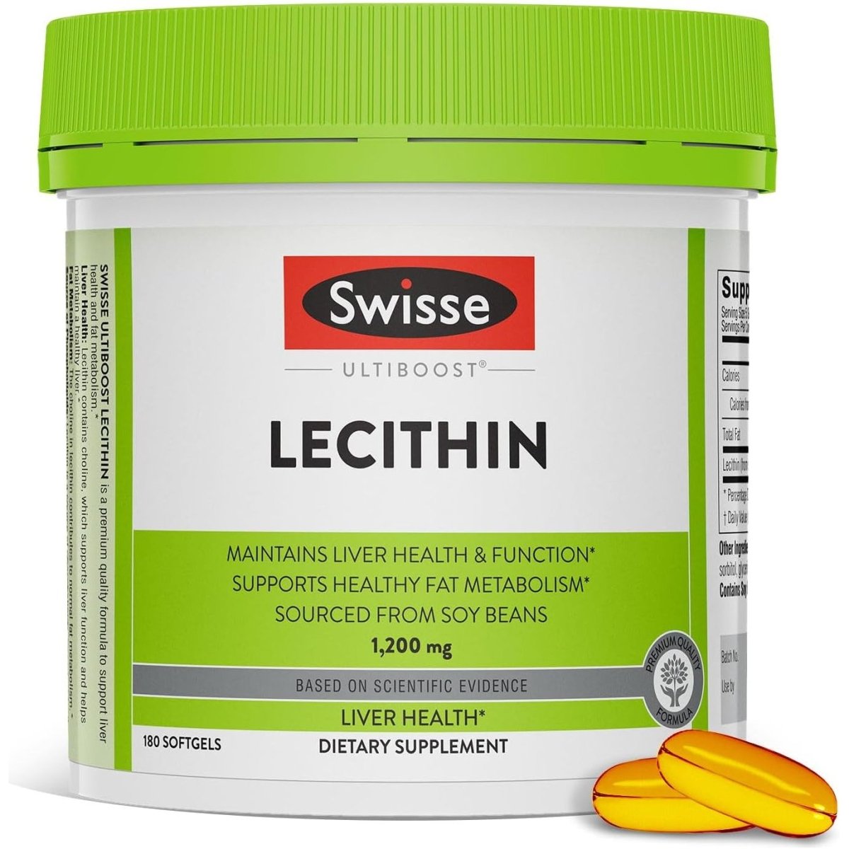 Swisse Soy Lecithin 1200Mg Softgels Capsules | Maintains Liver Health and Function 180 Softgels - Suppviv