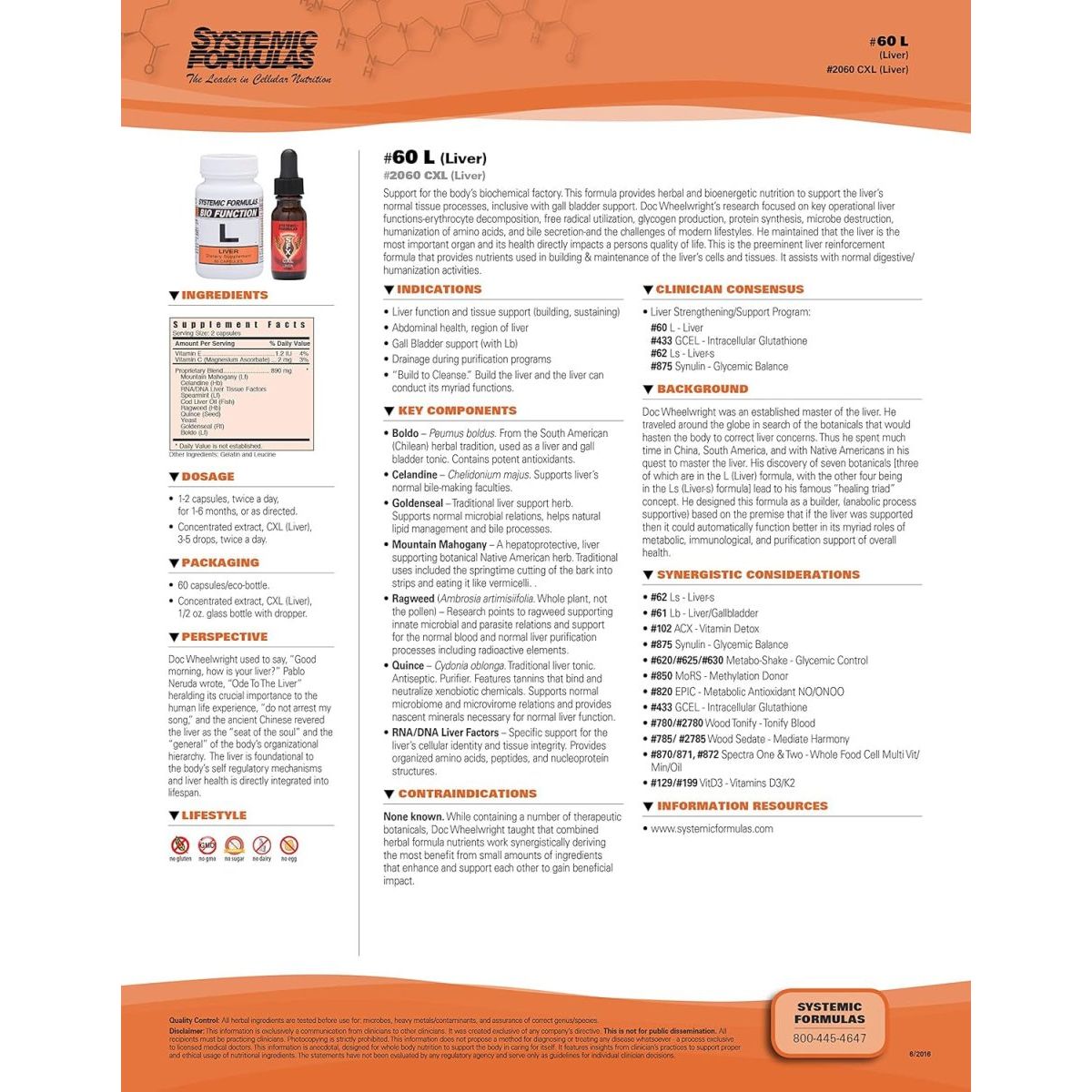 Systemic Formulas L - Liver Support, Gall Bladder Support (60 Capsules) - Suppviv