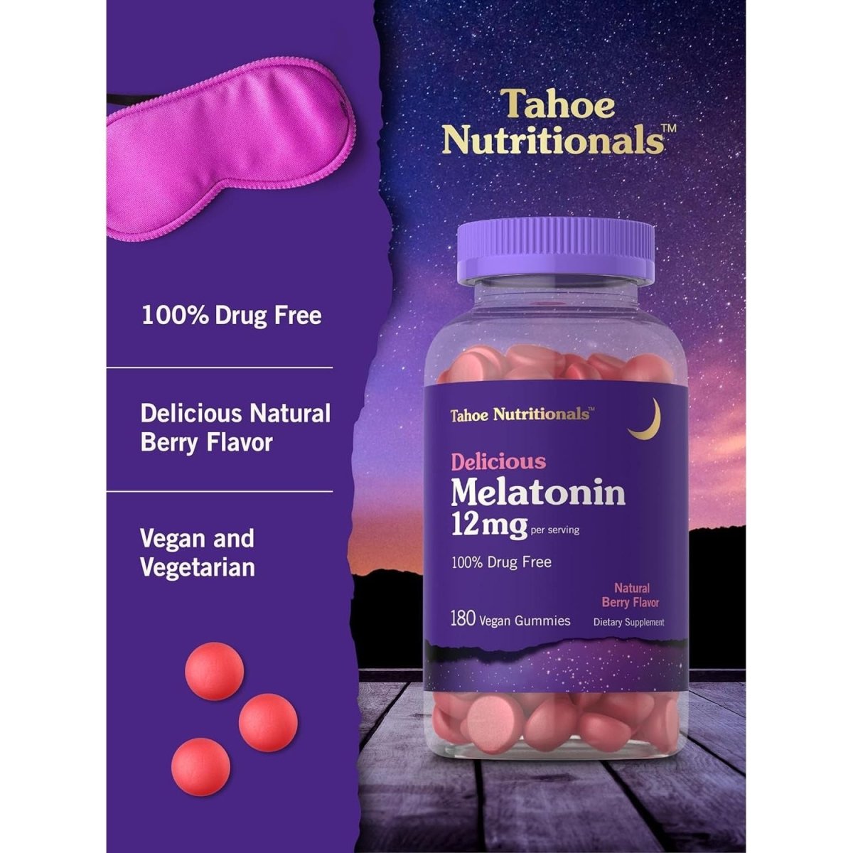 Tahoe Nutritionals Melatonin Gummies 12Mg | 180 Capsules - Suppviv
