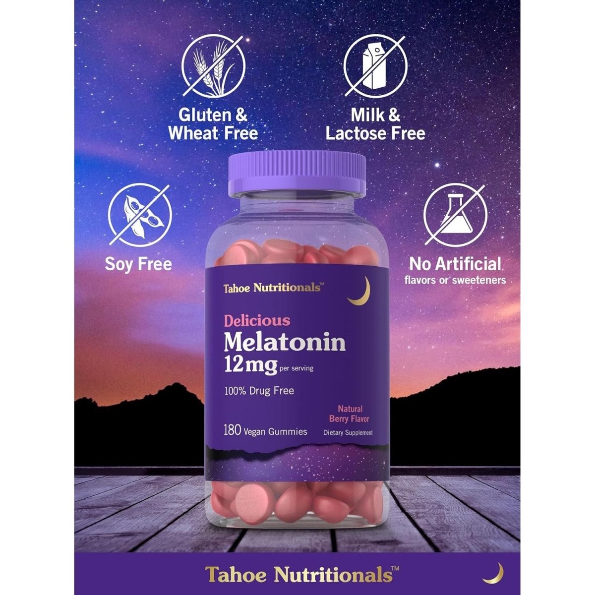 Tahoe Nutritionals Melatonin Gummies 12Mg | 180 Capsules - Suppviv