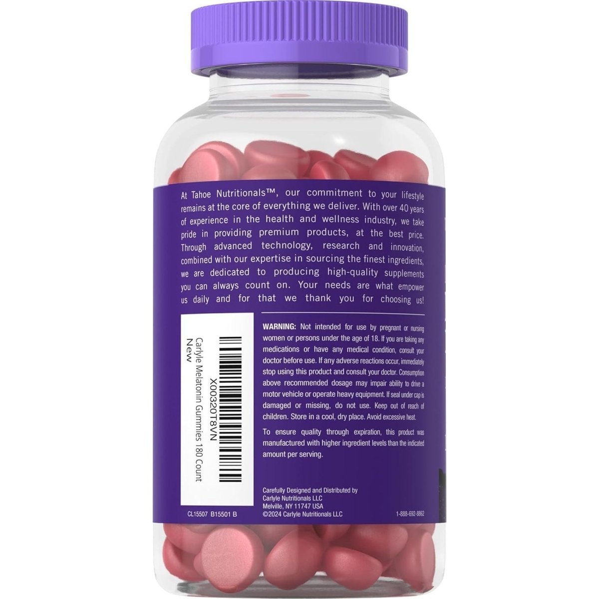 Tahoe Nutritionals Melatonin Gummies 12Mg | 180 Capsules - Suppviv