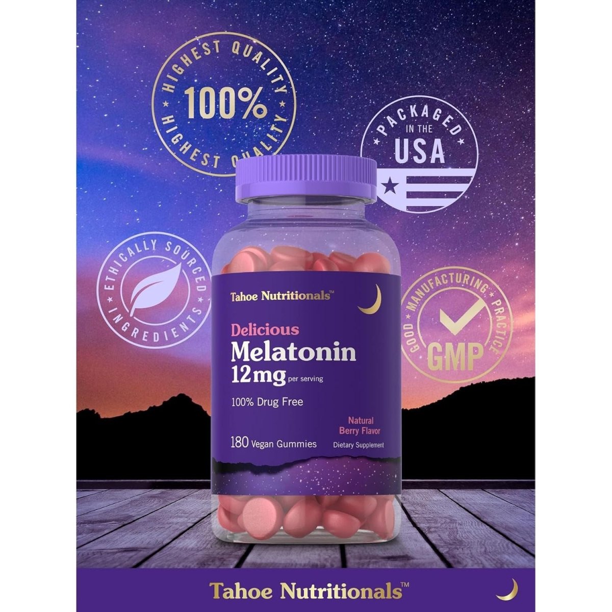 Tahoe Nutritionals Melatonin Gummies 12Mg | 180 Capsules - Suppviv