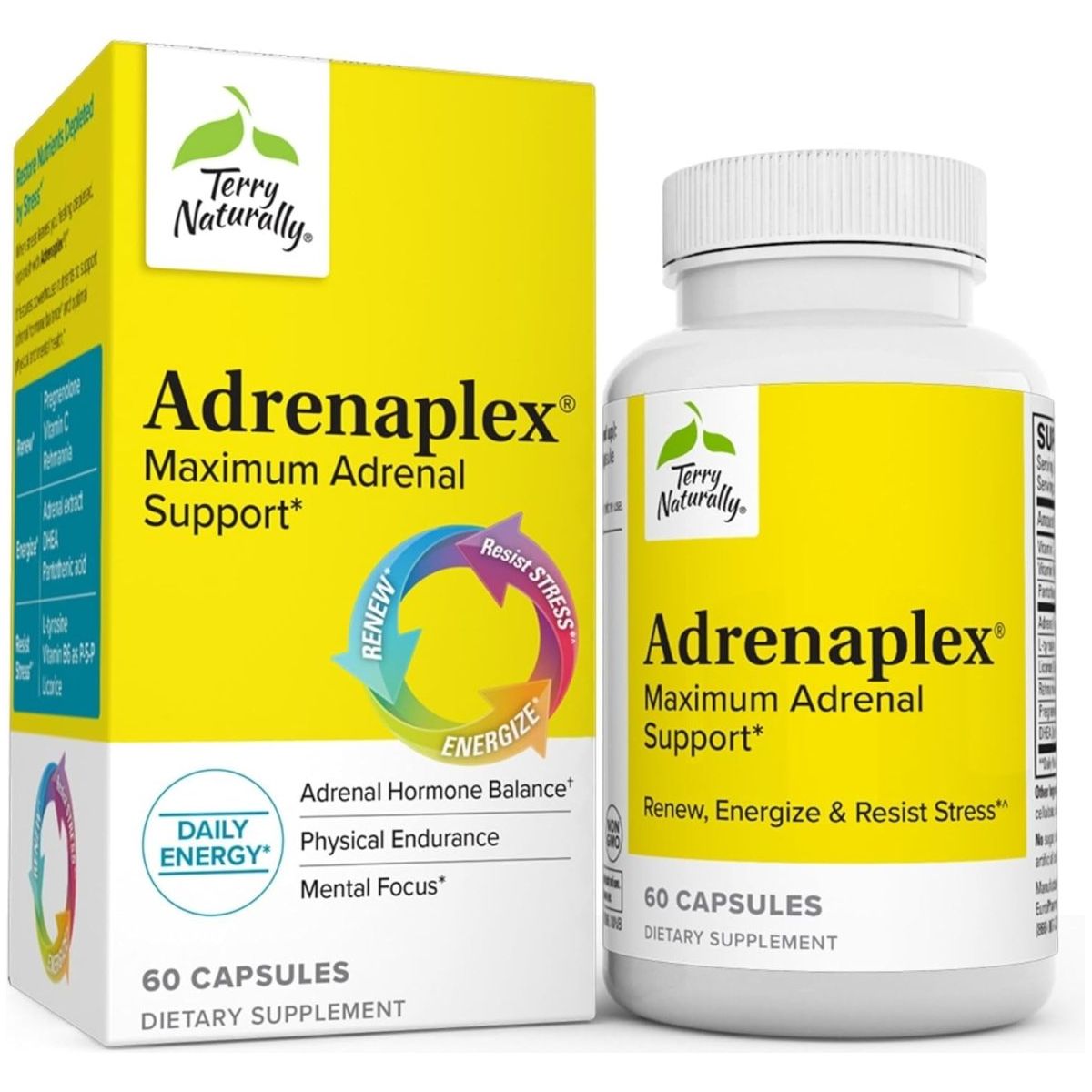 Terry Naturally Adrenaplex - 60 Capsules - Maximum Adrenal Support Supplement - Suppviv