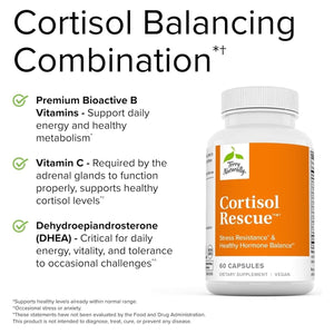 Terry Naturally Cortisol Rescue - Adrenal Health & Energy Support Supplement - 60 Capsules - Suppviv