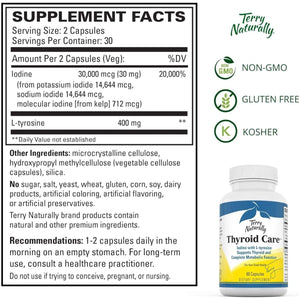 Terry Naturally Thyroid Care - Immune Health & Energy Support Formula 60 Capsules - Suppviv