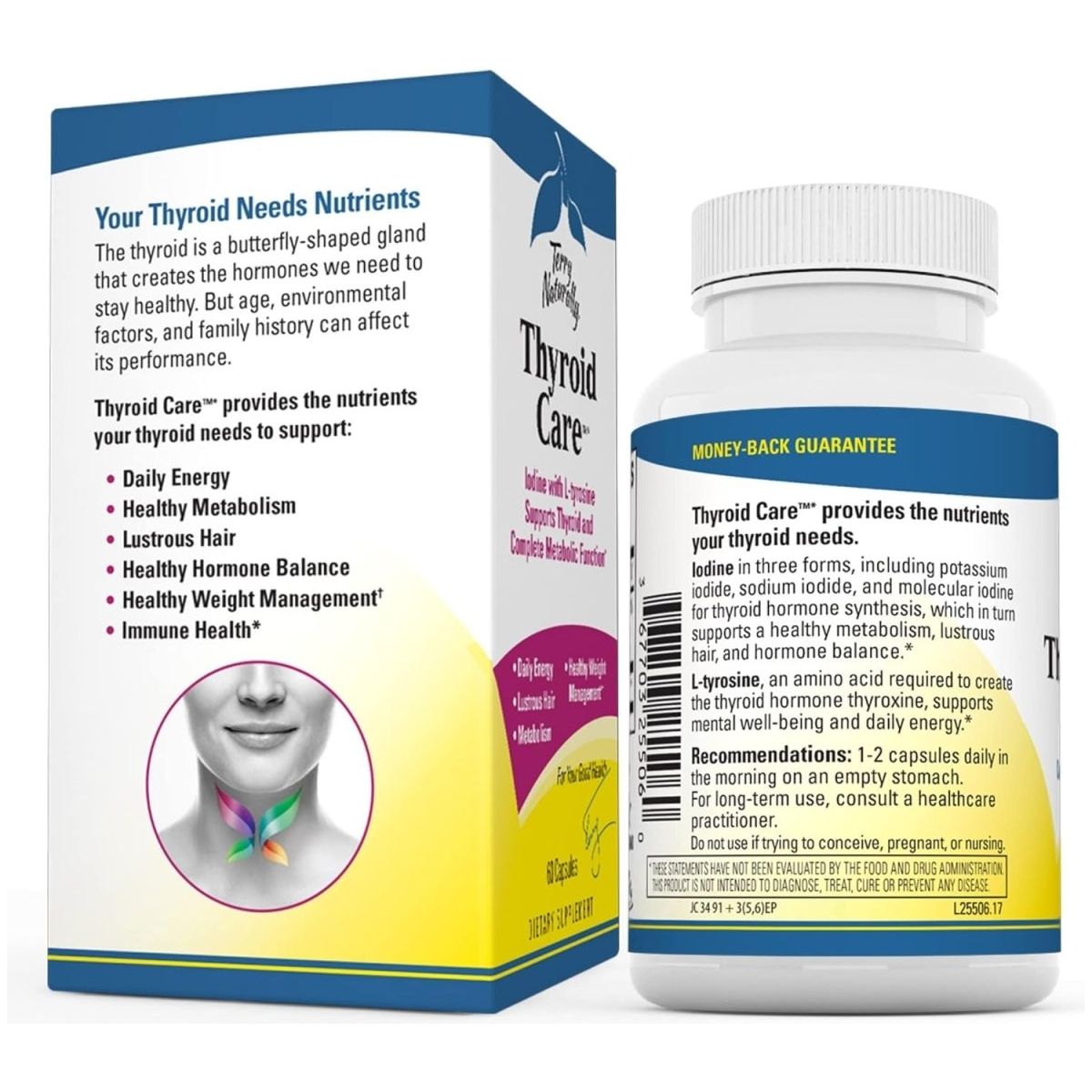 Terry Naturally Thyroid Care - Immune Health & Energy Support Formula 60 Capsules - Suppviv