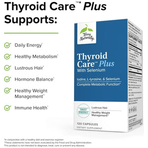 Terry Naturally Thyroid Care plus - Supplement for Energy & Healthy Hair Support 120 Capsules - Suppviv