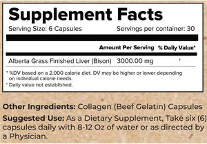 The Wellness Company Bison Liver Supplement Capsules |180 Collagen Capsules| - Suppviv