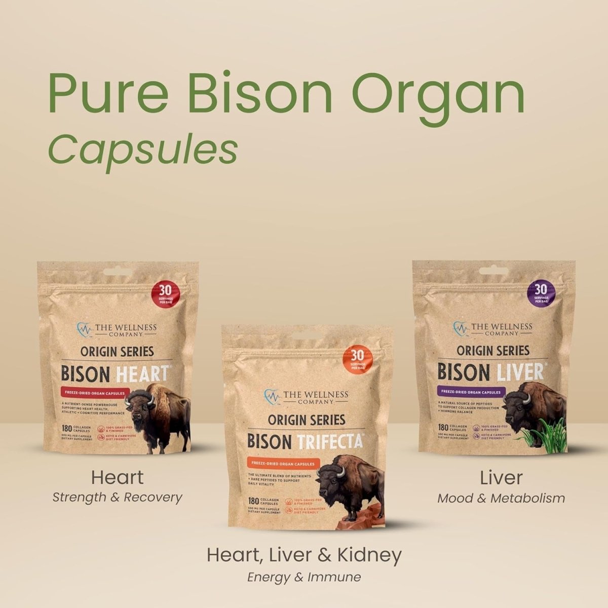 The Wellness Company Bison Liver Supplement Capsules |180 Collagen Capsules| - Suppviv