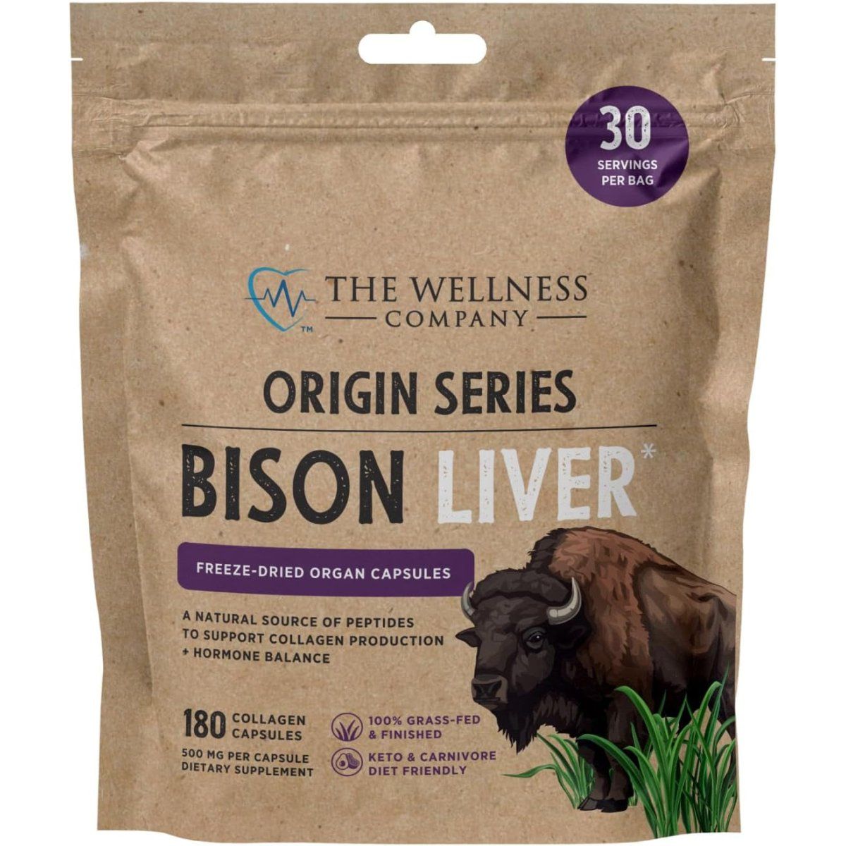 The Wellness Company Bison Liver Supplement Capsules |180 Collagen Capsules| - Suppviv