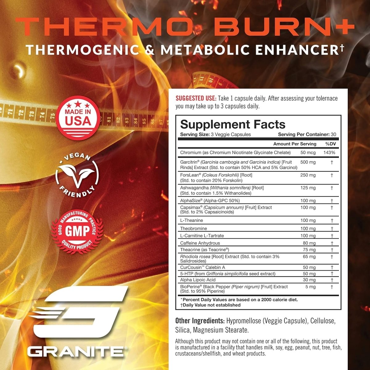 Thermo Burn+ by Granite® for Thermogenic, Metabolic, Mood & Appetite Support (90 Capsules) - Suppviv
