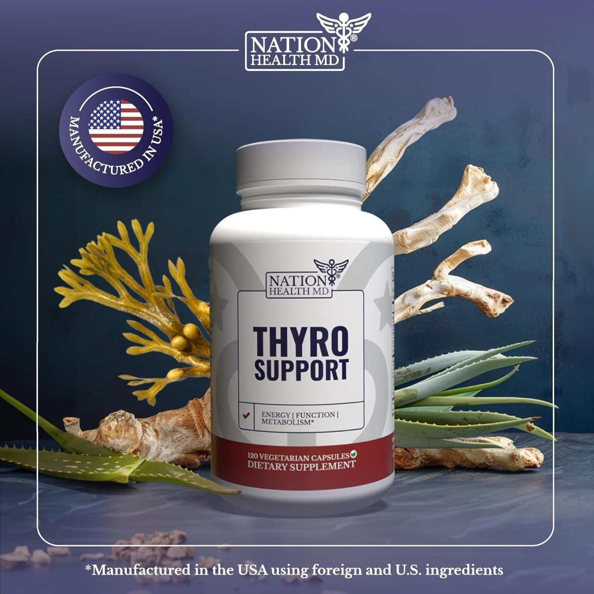 Thyro - Supplement with Ashwagandha, Selenium & Zinc 10 Potent Ingredients 120 Capsules - Suppviv