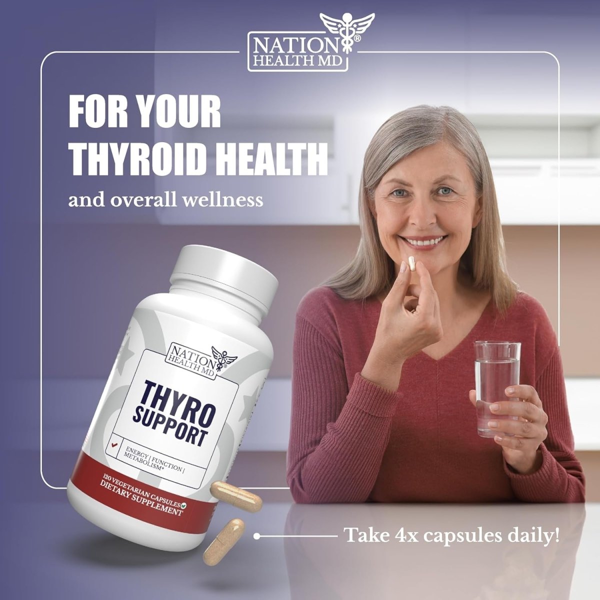 Thyro - Supplement with Ashwagandha, Selenium & Zinc 10 Potent Ingredients 120 Capsules - Suppviv