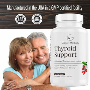 Thyroid Support - Advanced Formula with Iodine Supports Metabolism & Energy 60 Capsules - Suppviv