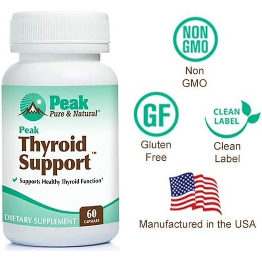 Thyroid Support by Peak Pure & Natural Supplement for Metabolism Booster 60 Capsules - Suppviv