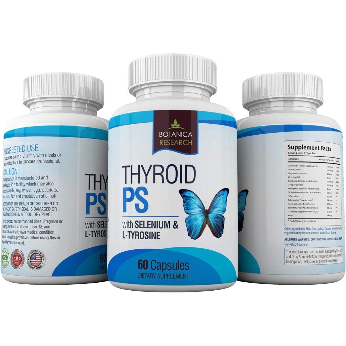 Thyroid Support Complex Supplement Natural Glandular System 60 Capsules 1 PACK - Suppviv