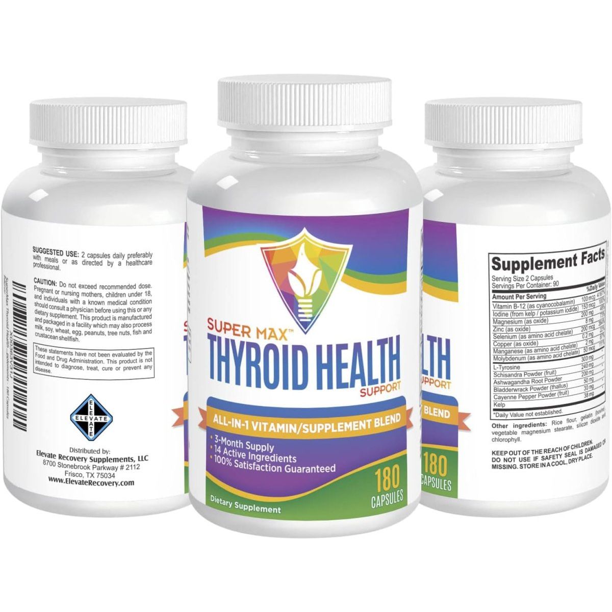 Thyroid Support Supplement (AIO Formula) with 14 Active Ingredients 180 Capsules 1 PACK - Suppviv