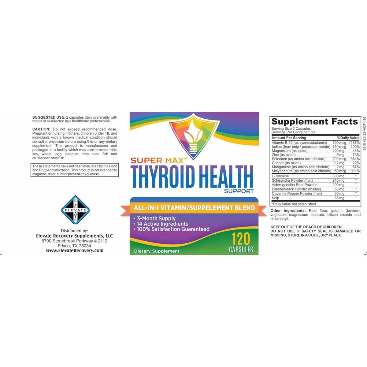 Thyroid Support Supplement (AIO Formula) with 14 Active Ingredients 180 Capsules 1 PACK - Suppviv