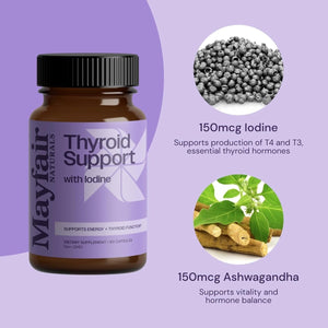 Thyroid Support with Iodine - Natural Supplement for Women & Men, Boost Energy 60 Capsules - Suppviv