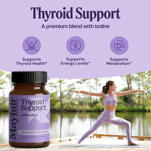 Thyroid Support with Iodine - Natural Supplement for Women & Men, Boost Energy 60 Capsules - Suppviv