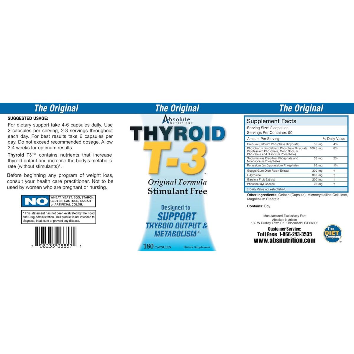 Thyroid T - 3 Radical Metabolic Booster, Energy & Focus 180 Capsules - Suppviv