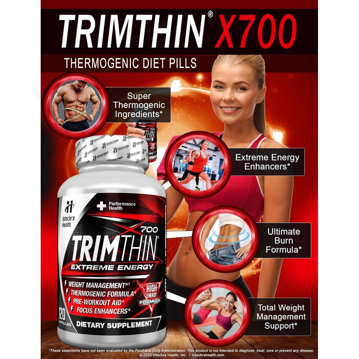 Trimthin® X700 Thermogenic Diet Pills with Maximum Energy 120 Capsules - Suppviv