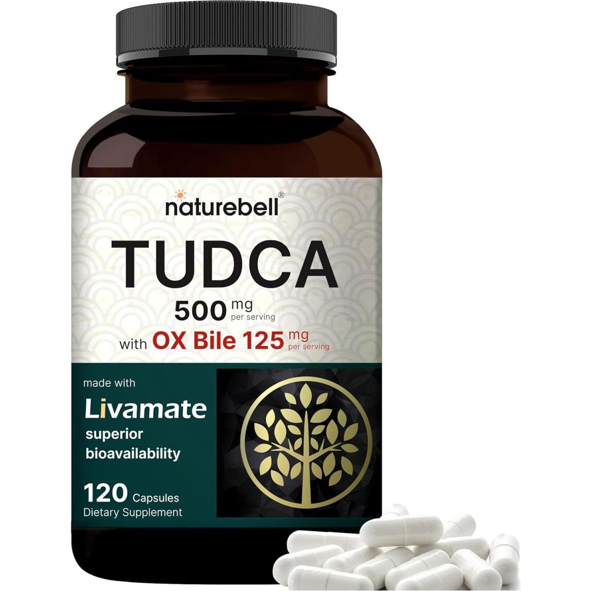 TUDCA 500Mg with OX Bile 125Mg per Serving, 120 Capsules – Third Party Tested - Suppviv