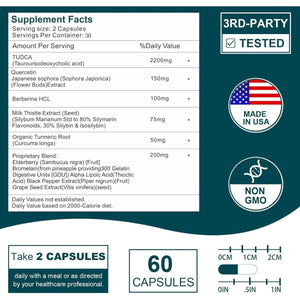 TUDCA - Bile Salts Supplement Complex for Liver Detox & Cleanse, 120 Capsules/2200MG - Suppviv