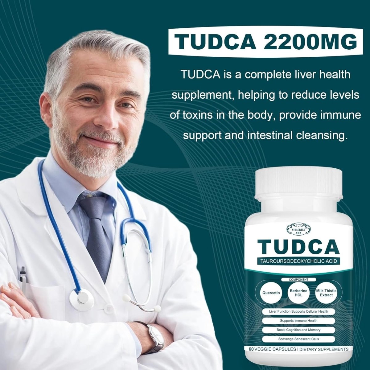 TUDCA - Bile Salts Supplement Complex for Liver Detox & Cleanse, 120 Capsules/2200MG - Suppviv