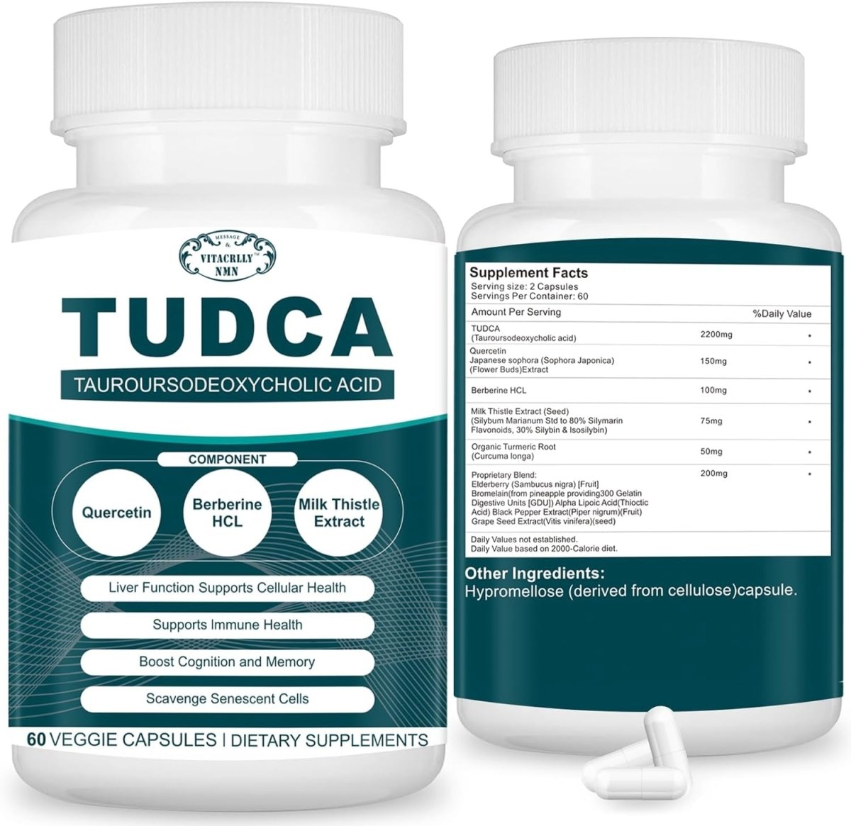 TUDCA Bile Salts Supplement Complex for Liver Detox & Cleanse (60 Capsules / 2200MG) - Suppviv