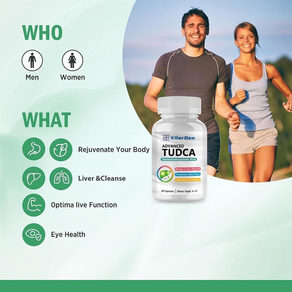 TUDCA For Liver Support,Cleanse Detox&Repair,Ultra Strength Bile Salt 1000Mg 60 Capsules - Suppviv