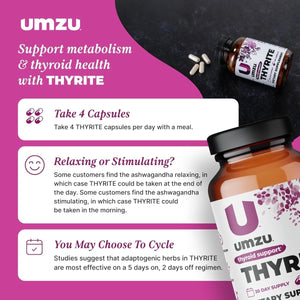 UMZU Thyrite Thyroid Support Supplement & Healthy Metabolism,Weight Management (120 Capsules) - Suppviv