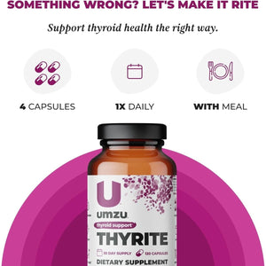 UMZU Thyrite Thyroid Support Supplement & Healthy Metabolism,Weight Management (120 Capsules) - Suppviv