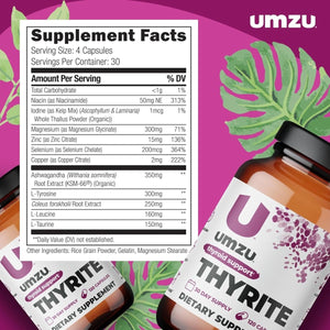 UMZU Thyrite Thyroid Support Supplement & Healthy Metabolism,Weight Management (120 Capsules) - Suppviv