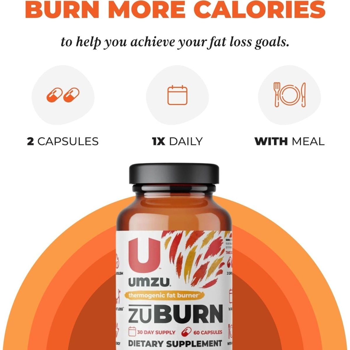 UMZU Zuburn Thermogenic Fat Burner Supplement Support Metabolism (30 Day Supply | 60 Capsules) - Suppviv