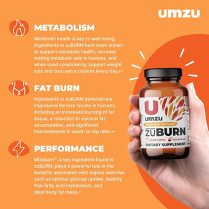 UMZU Zuburn Thermogenic Fat Burner Supplement Support Metabolism (30 Day Supply | 60 Capsules) - Suppviv