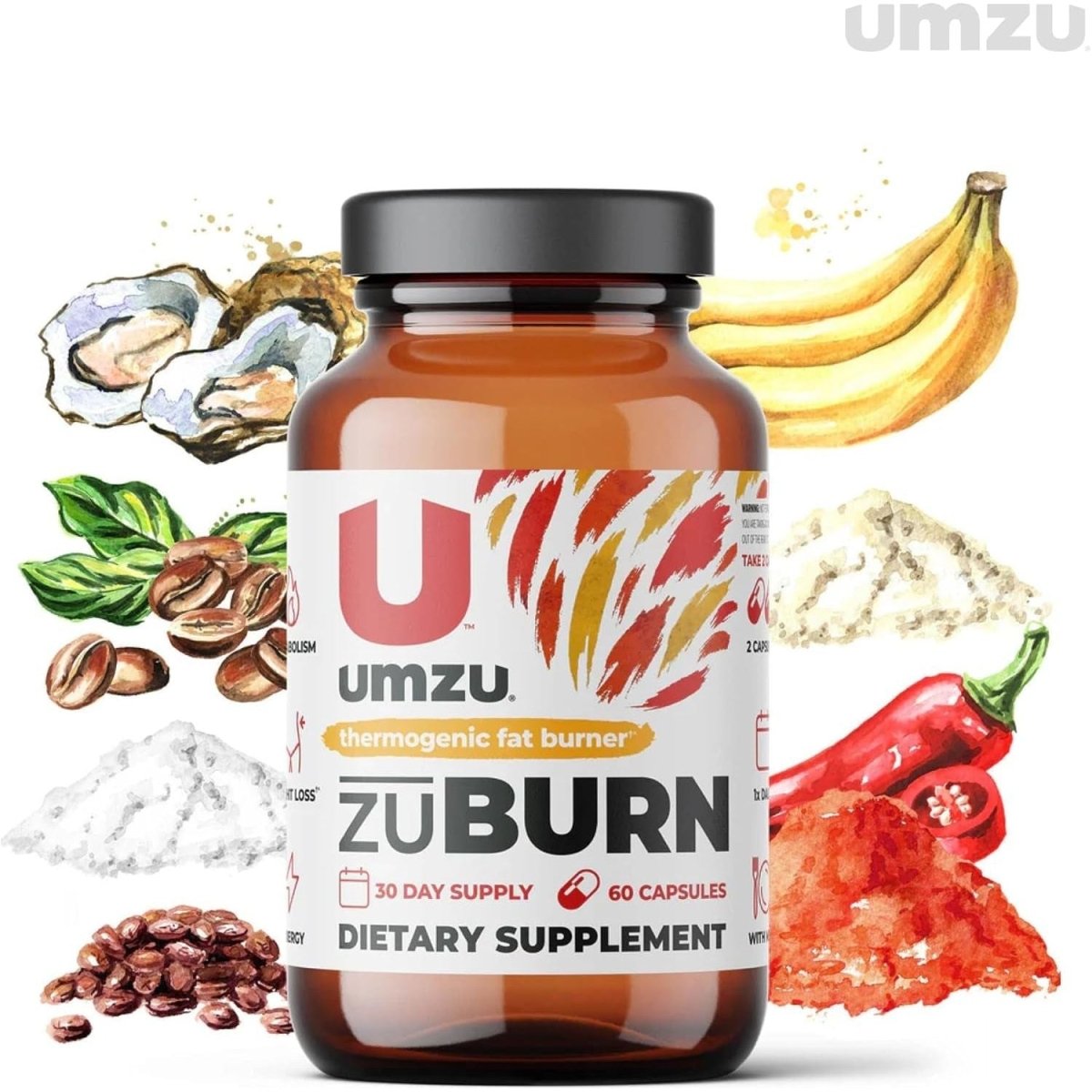 UMZU Zuburn Thermogenic Fat Burner Supplement Support Metabolism (30 Day Supply | 60 Capsules) - Suppviv