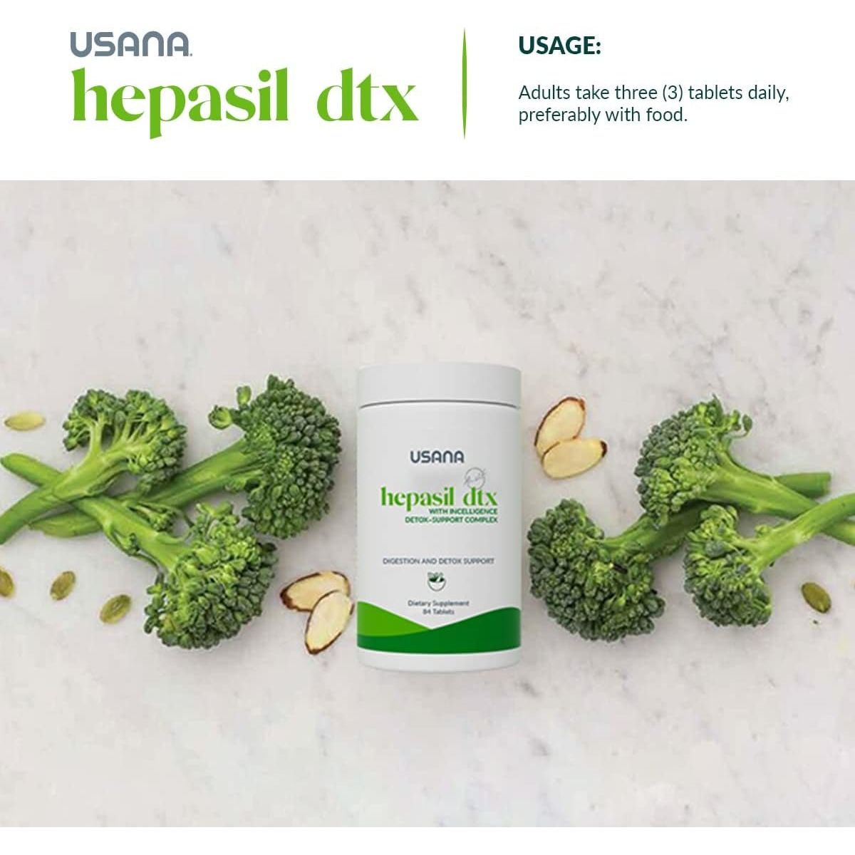 USANA Hepasil DTX with Incelligence Detox - Support Complex for Comprehensive Liver Support - 84 Tablets - Suppviv