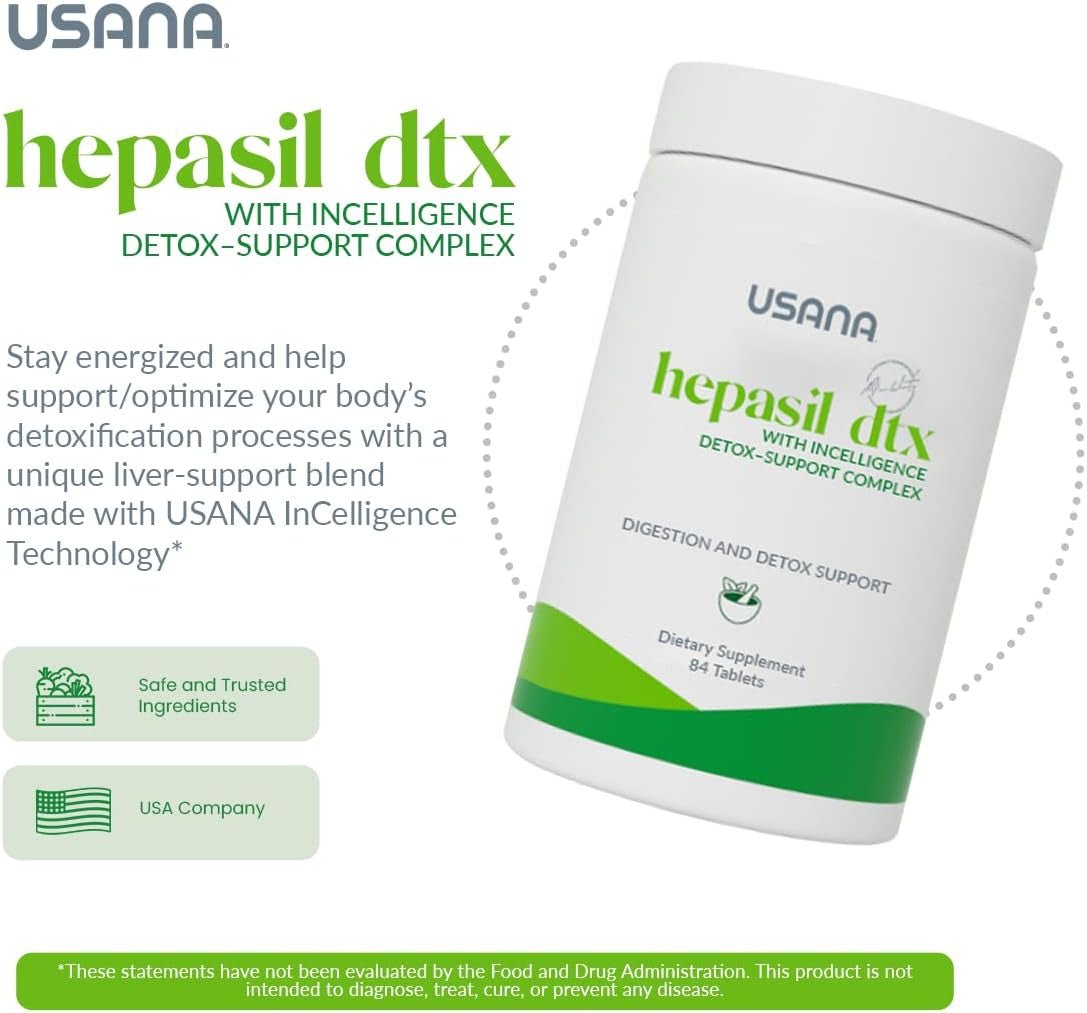 USANA Hepasil DTX with Incelligence Detox - Support Complex for Comprehensive Liver Support - 84 Tablets - Suppviv