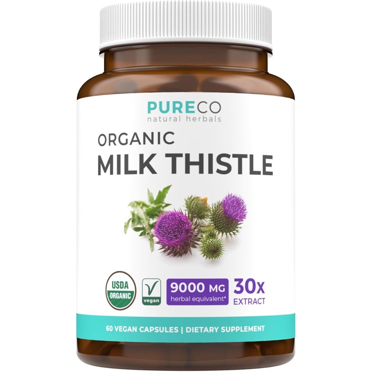 USDA Organic Milk Thistle Capsules - Liver Detox 60 Day Supply - Suppviv