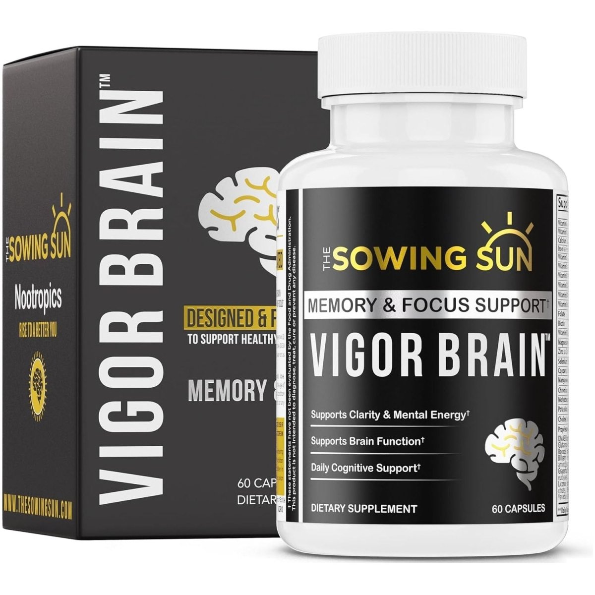 Vigor Brain Premium Nootropic Supplement – Concentration, Brain & Memory Support - Suppviv